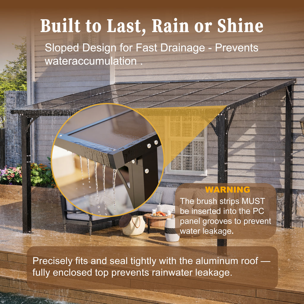 12x10 FT Hardtop Gazebo, Outdoor Patio Pergola with Tinted Polycarbonate Roof