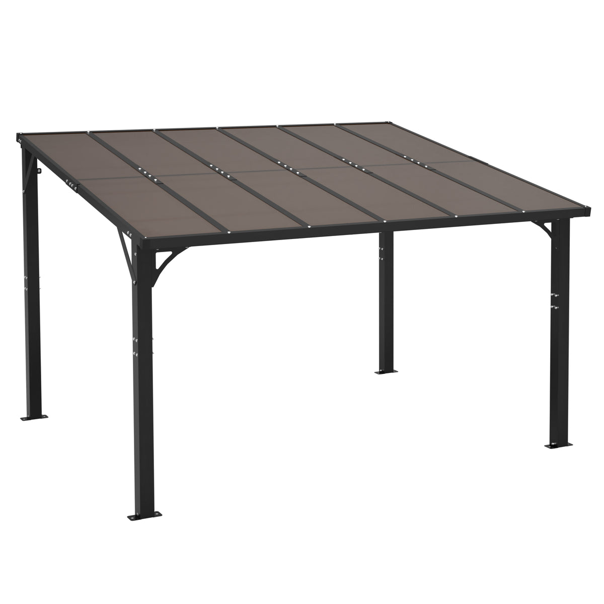 12x10 FT Hardtop Gazebo, Outdoor Patio Pergola with Tinted Polycarbonate Roof