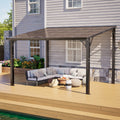 12x10 FT Hardtop Gazebo, Outdoor Patio Pergola with Tinted Polycarbonate Roof