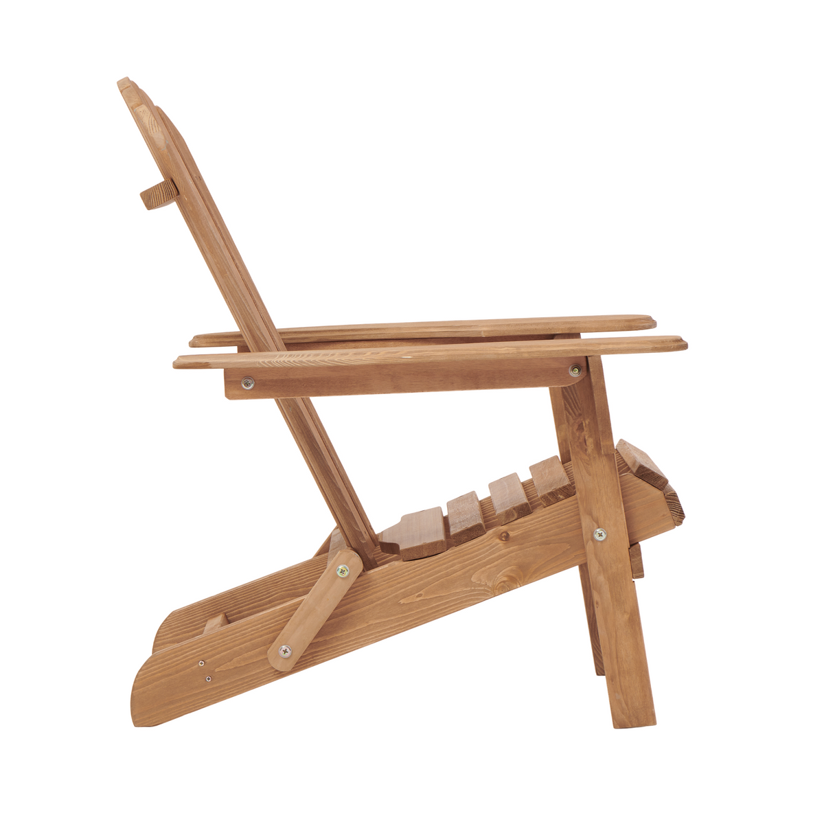 Outdoor Wooden Folding Adirondack Chair Set of 2 with Pre-Assembled Backrest in Light Brown, Solid Wood Patio Chair for Garden Backyard Porch Pool Deck Firepit