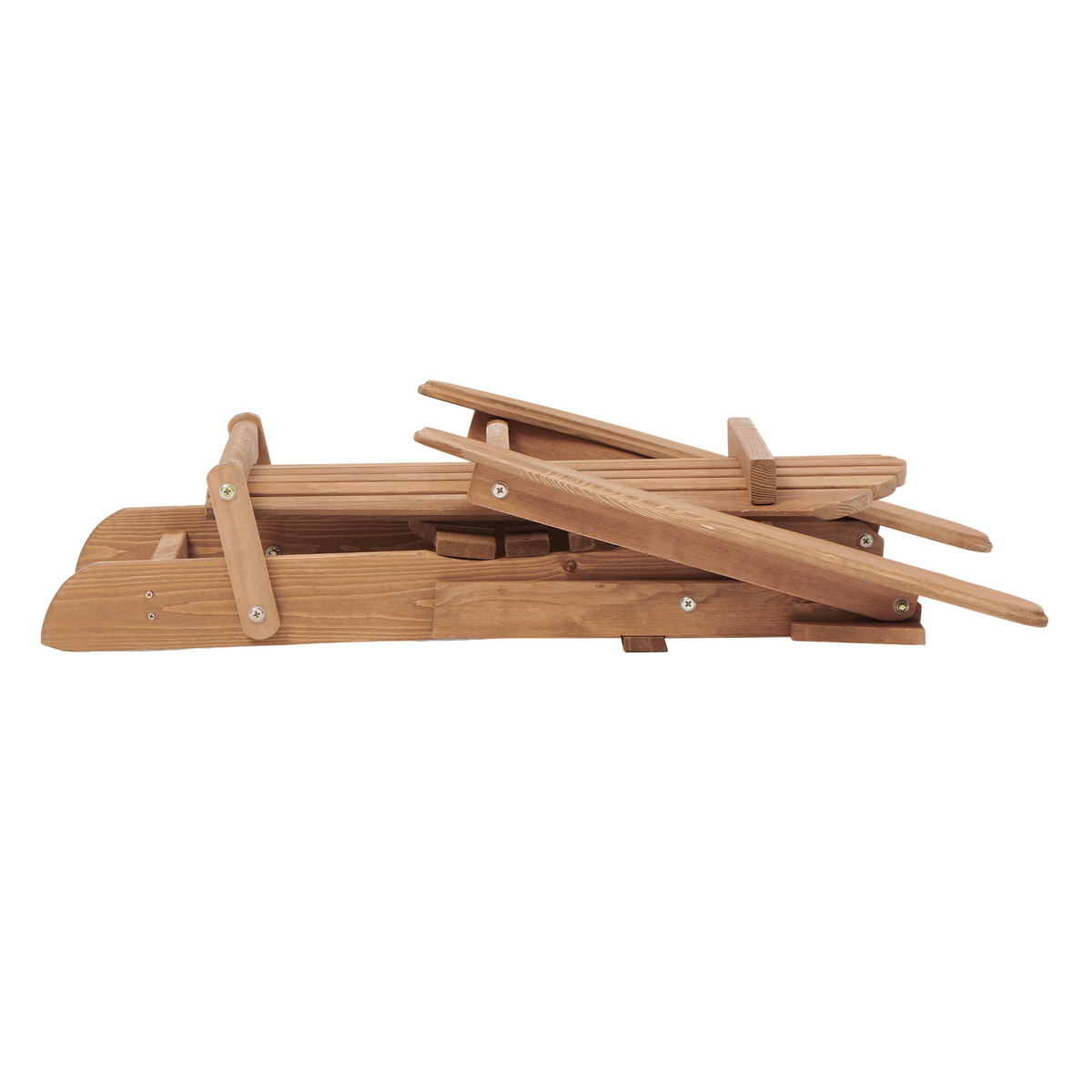 Outdoor Wooden Folding Adirondack Chair Set of 2 with Pre-Assembled Backrest in Light Brown, Solid Wood Patio Chair for Garden Backyard Porch Pool Deck Firepit