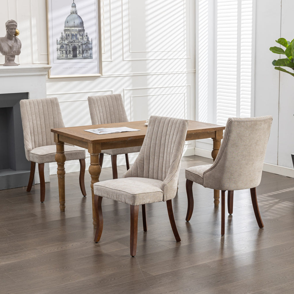 Rayon Cloth Flocking Linen Dining Chairs Channel Kitchen Dinner Chair