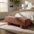 Rust Red Boucle Upholstered Indoor Dining Bench with Rubber & Plywood Frame, 61.02" L Modern Accent Bench in Rust Red Fabric, Sturdy Construction for 250 lbs Capacity