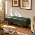 Modern Green PU Upholstered Dining Bench with Rubber & Plywood Frame, 61.02" L, 250 lbs Capacity