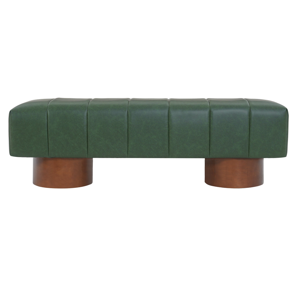 Modern Green PU Upholstered Dining Bench with Rubber & Plywood Frame, 61.02" L, 250 lbs Capacity