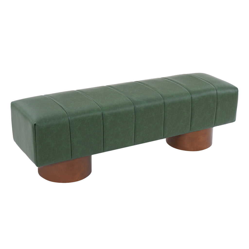 Modern Green PU Upholstered Dining Bench with Rubber & Plywood Frame, 61.02" L, 250 lbs Capacity