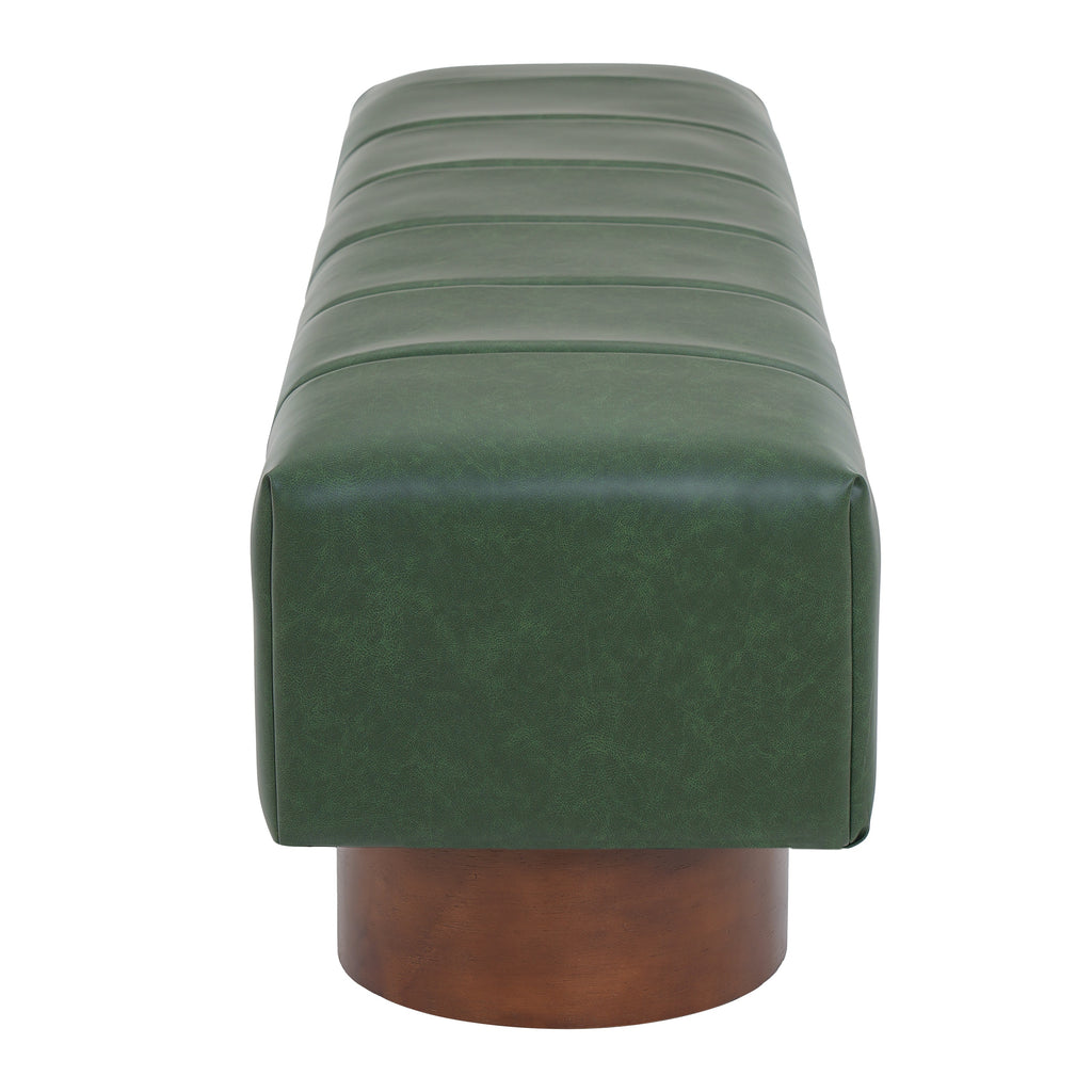 Modern Green PU Upholstered Dining Bench with Rubber & Plywood Frame, 61.02" L, 250 lbs Capacity