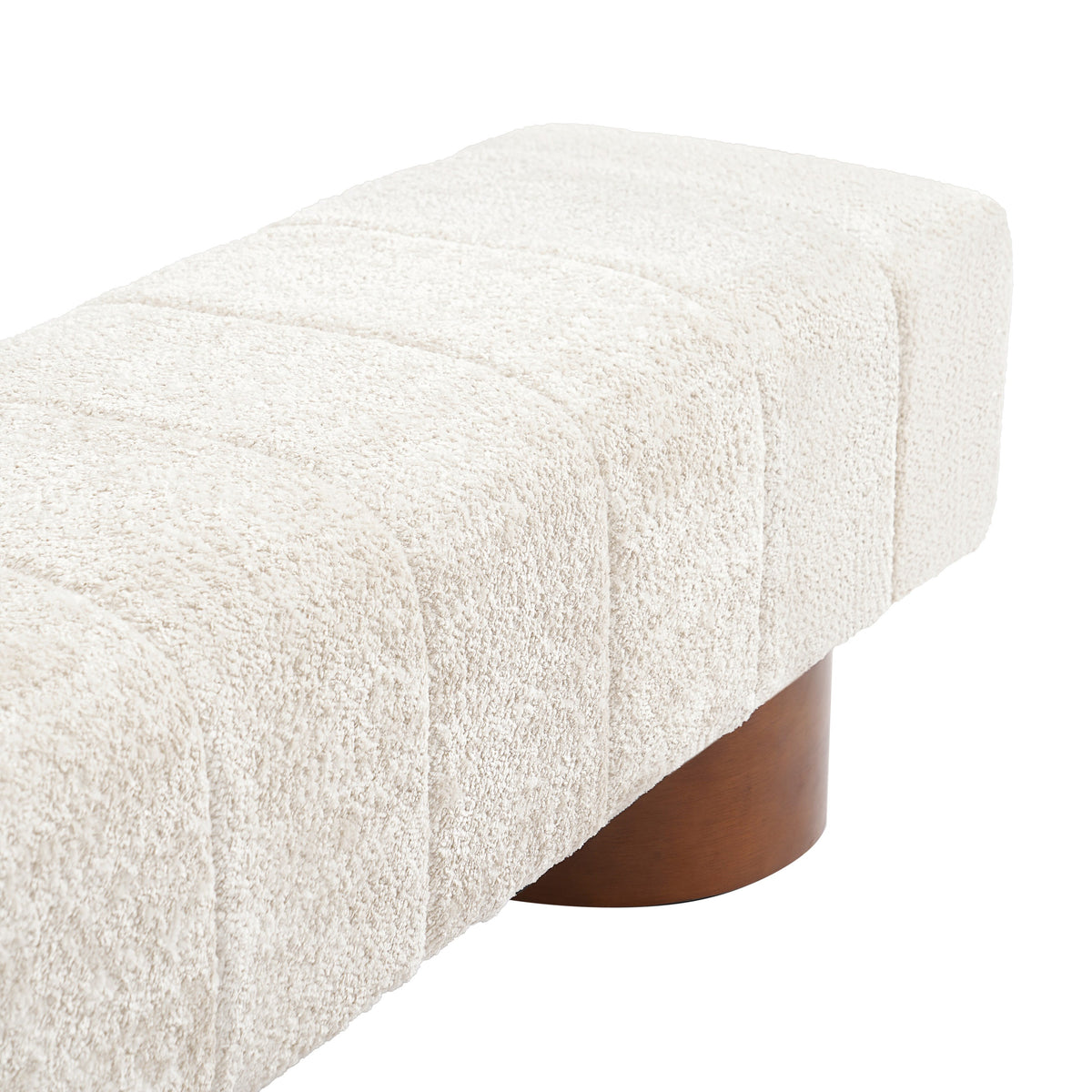Beige Boucle Upholstered Indoor Dining Bench with Rubber & Plywood Frame, 61.02" L Modern Accent Bench, 250 lbs Capacity