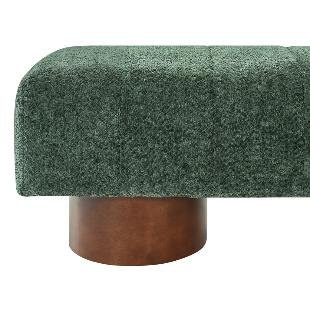 Green Boucle Upholstered Indoor Dining Bench