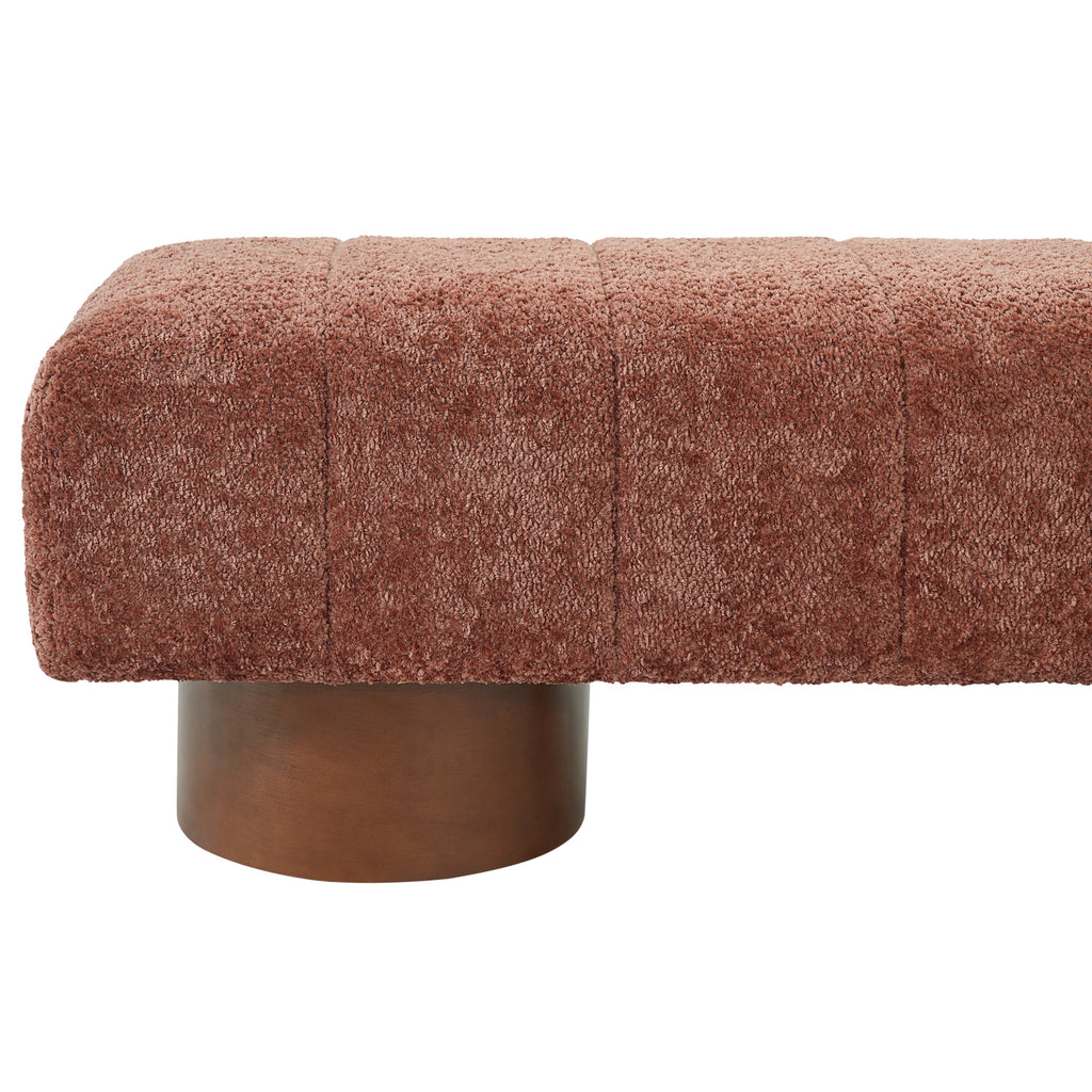 Rust Red Boucle Upholstered Indoor Dining Bench with Rubber & Plywood Frame, 61.02" L Modern Accent Bench in Rust Red Fabric, Sturdy Construction for 250 lbs Capacity