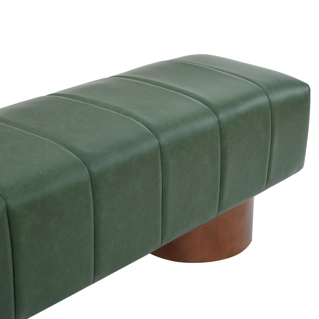 Modern Green PU Upholstered Dining Bench with Rubber & Plywood Frame, 61.02" L, 250 lbs Capacity