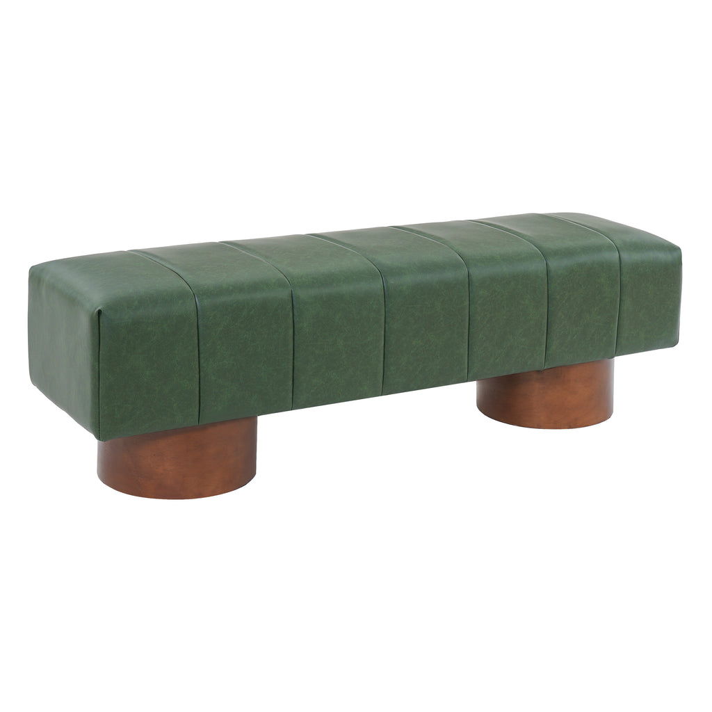 Modern Green PU Upholstered Dining Bench with Rubber & Plywood Frame, 61.02" L, 250 lbs Capacity