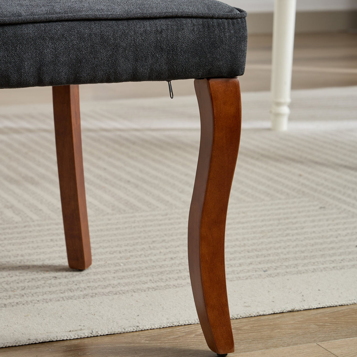 Upholstered Accent Chair for Dining Room with Curved Solid Wood Legs,Set of 2 (Black)
