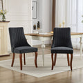 Upholstered Accent Chair for Dining Room with Curved Solid Wood Legs,Set of 2 (Black)