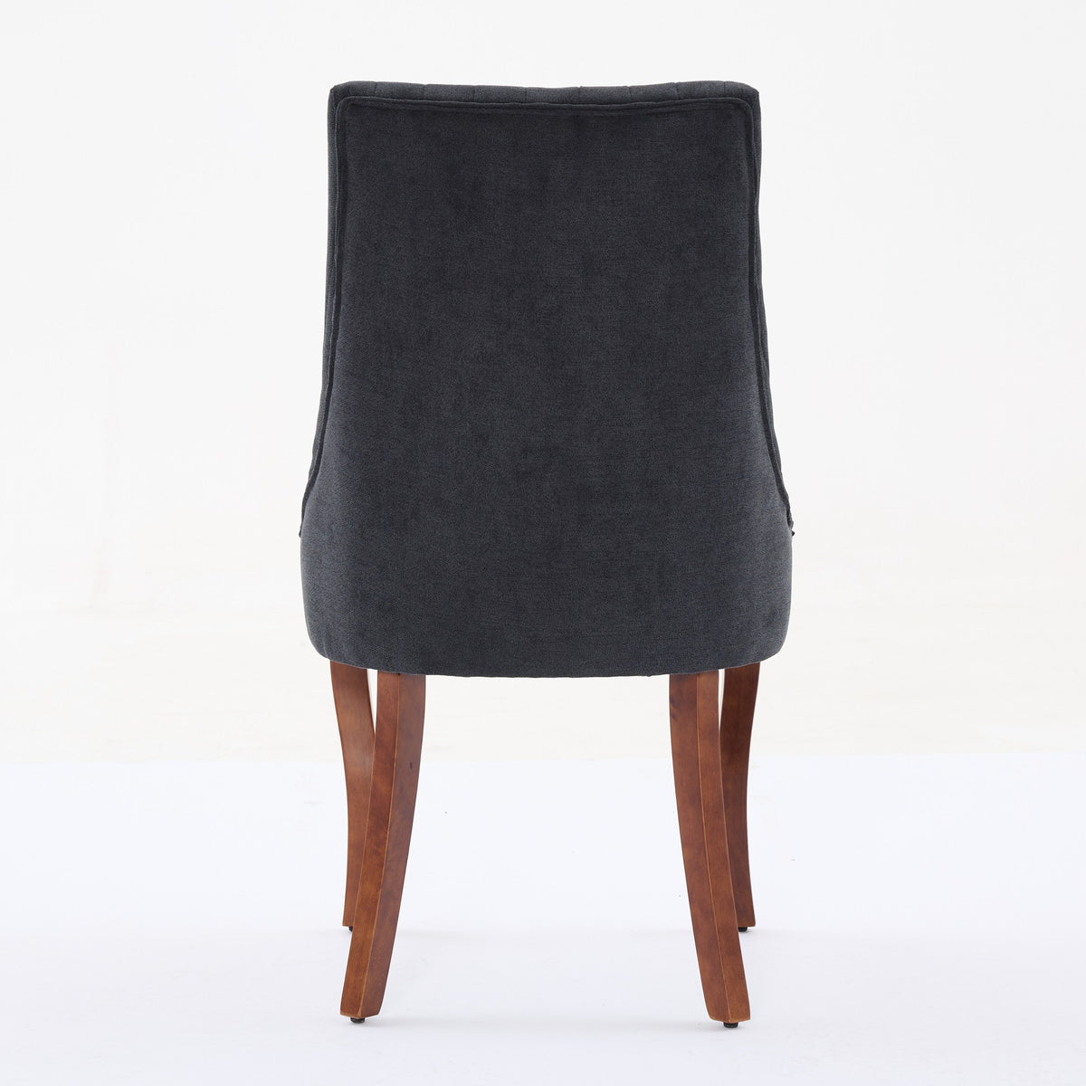 Upholstered Accent Chair for Dining Room with Curved Solid Wood Legs,Set of 2 (Black)