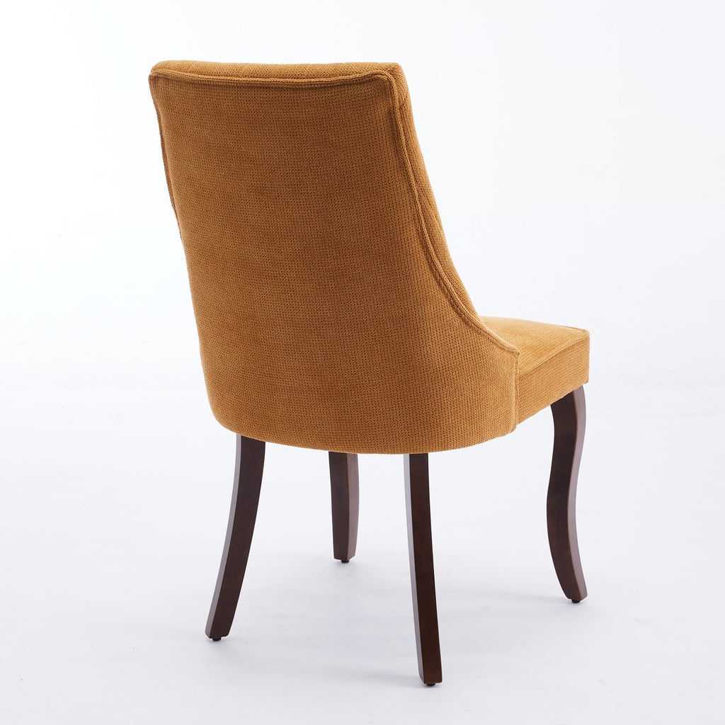 Upholstered Accent Chair for Dining Room with Curved Solid Wood Legs,Set of 2