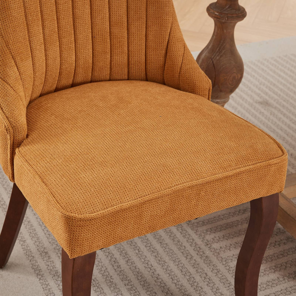 Upholstered Accent Chair for Dining Room with Curved Solid Wood Legs,Set of 2