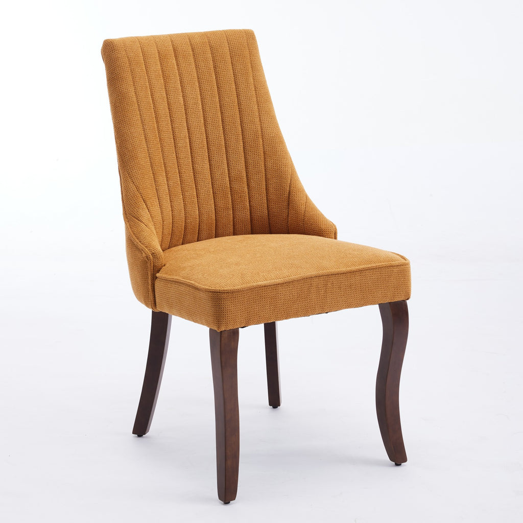 Upholstered Accent Chair for Dining Room with Curved Solid Wood Legs,Set of 2