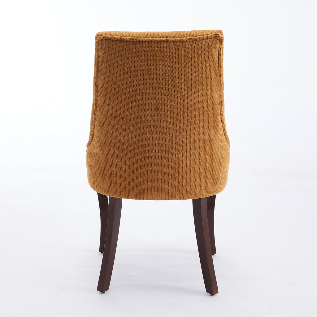 Upholstered Accent Chair for Dining Room with Curved Solid Wood Legs,Set of 2