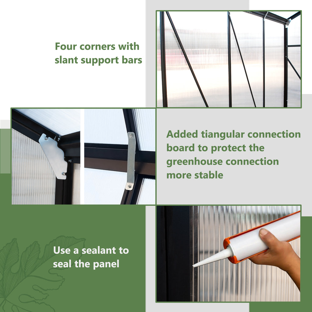 6x8 FT Greenhouse for Outdoors, Polycarbonate Greenhouse with Quick Setup Structure and Roof Vent