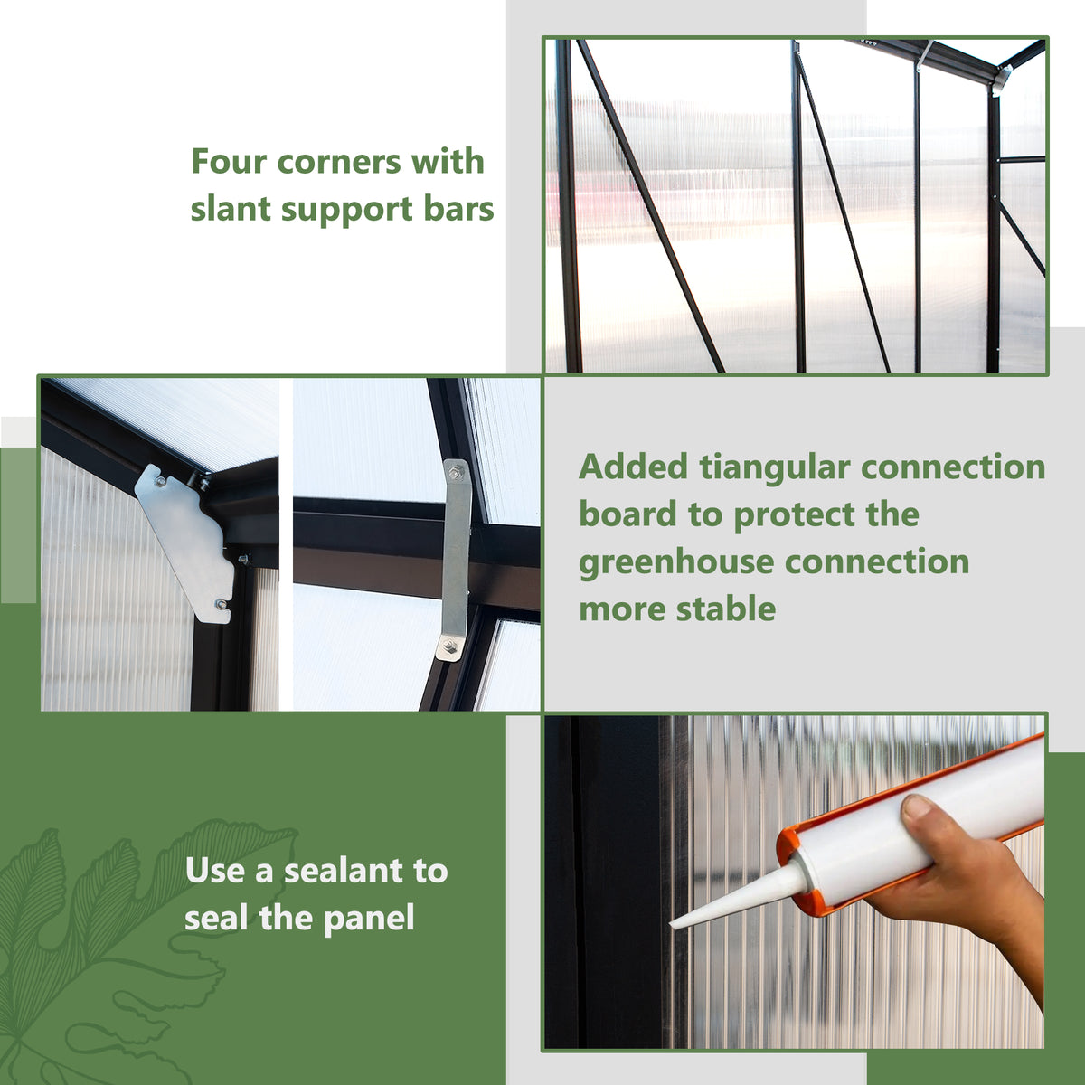6x8 FT Greenhouse for Outdoors, Polycarbonate Greenhouse with Quick Setup Structure and Roof Vent