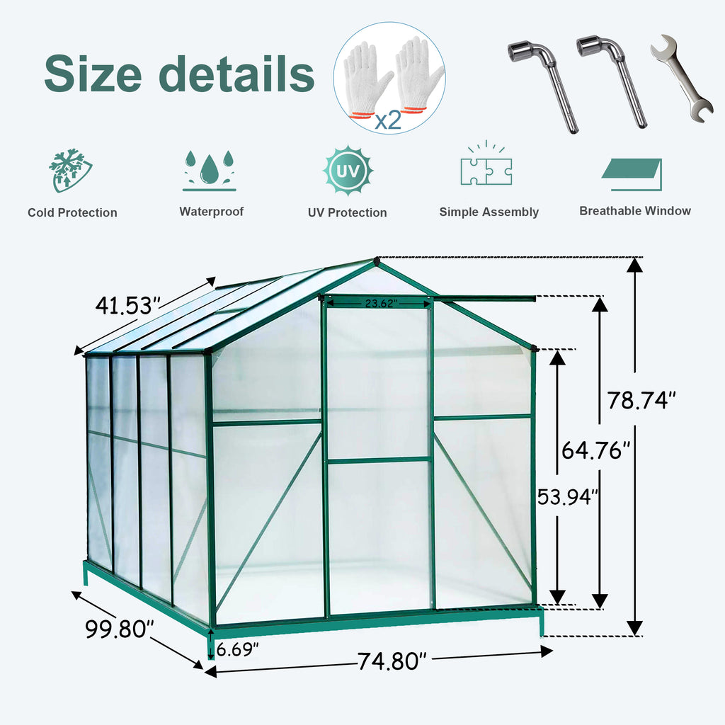 6'x 8' Heavy Duty Walk-in Plant Garden Greenhouse for Backyard/Outdoor